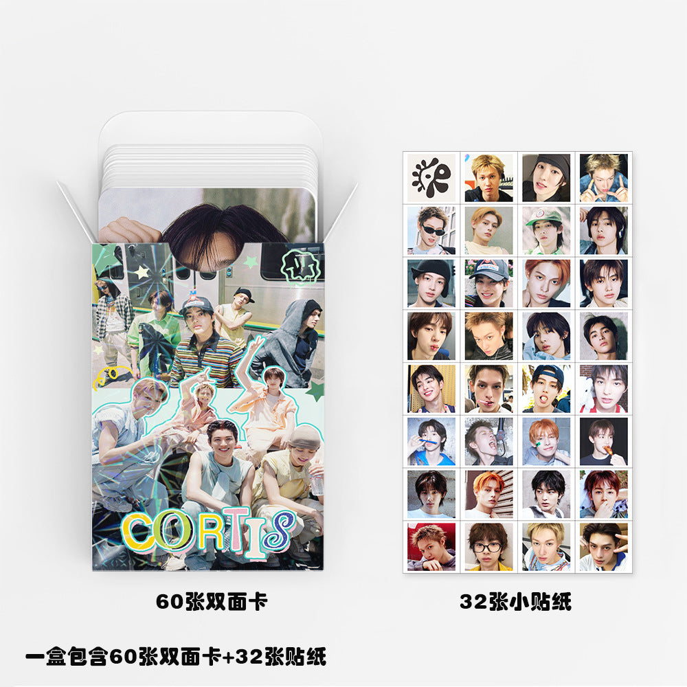 92pcs kpop CORTIS MARTIN KEONHO laser peripheral photo card, celebrity mini sticker, LOMO greeting card, fan collection gift