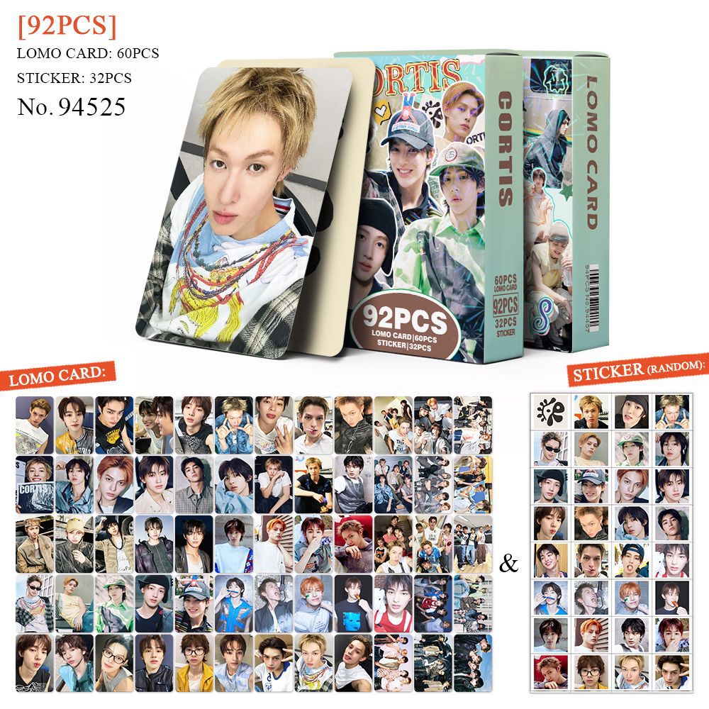 92pcs kpop CORTIS MARTIN KEONHO laser peripheral photo card, celebrity mini sticker, LOMO greeting card, fan collection gift