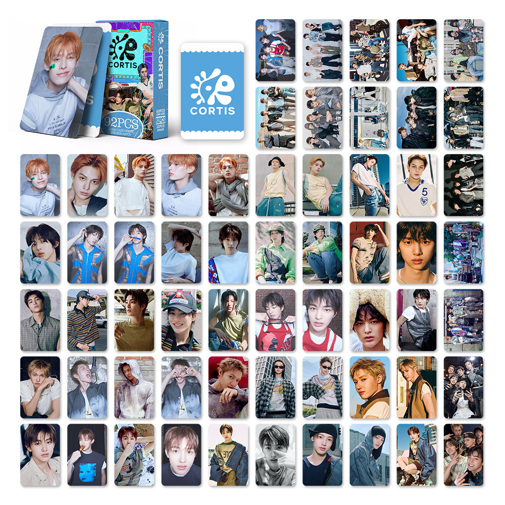 92pcs kpop CORTIS MARTIN KEONHO laser peripheral photo card, celebrity mini sticker, LOMO greeting card, fan collection gift