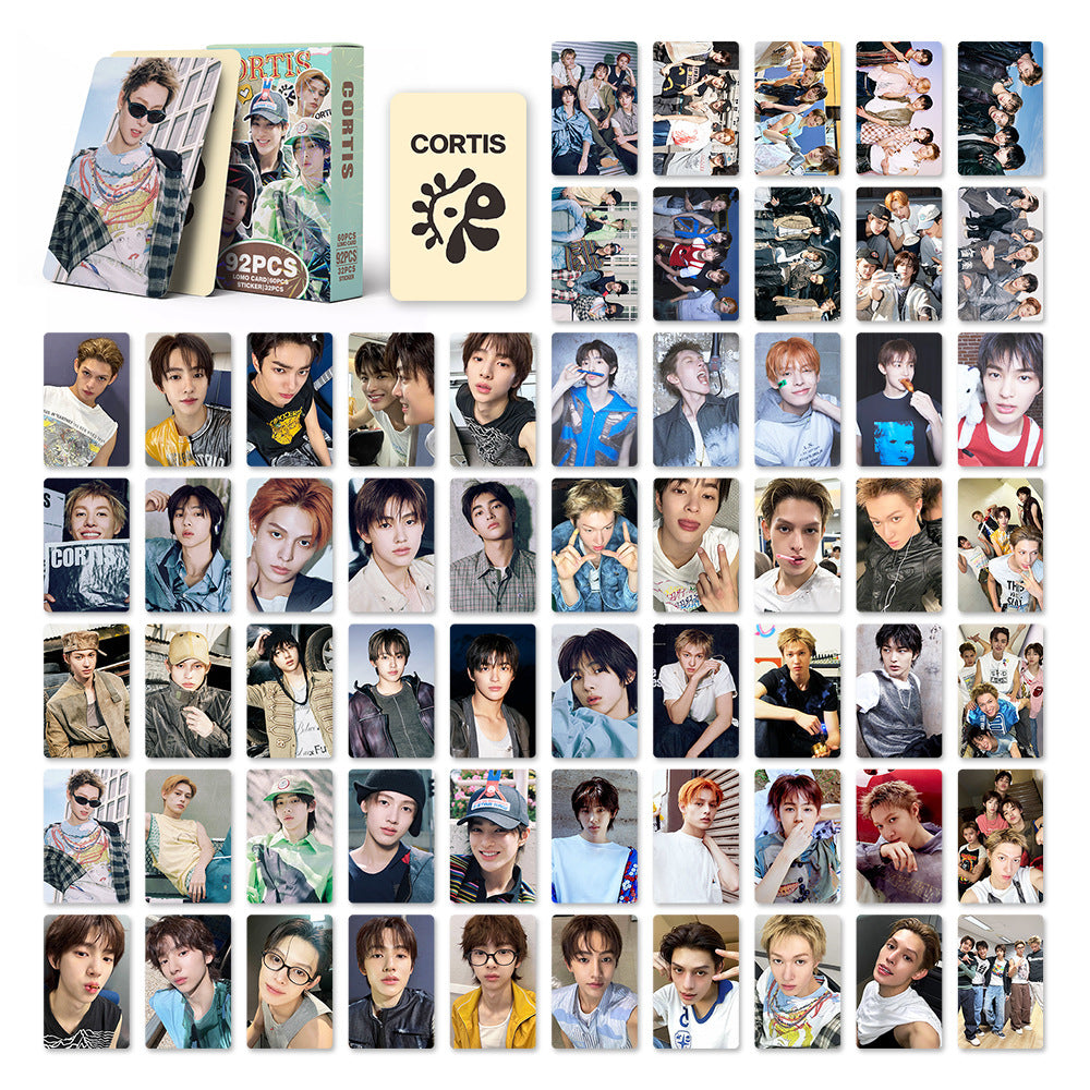 92pcs kpop CORTIS MARTIN KEONHO laser peripheral photo card, celebrity mini sticker, LOMO greeting card, fan collection gift
