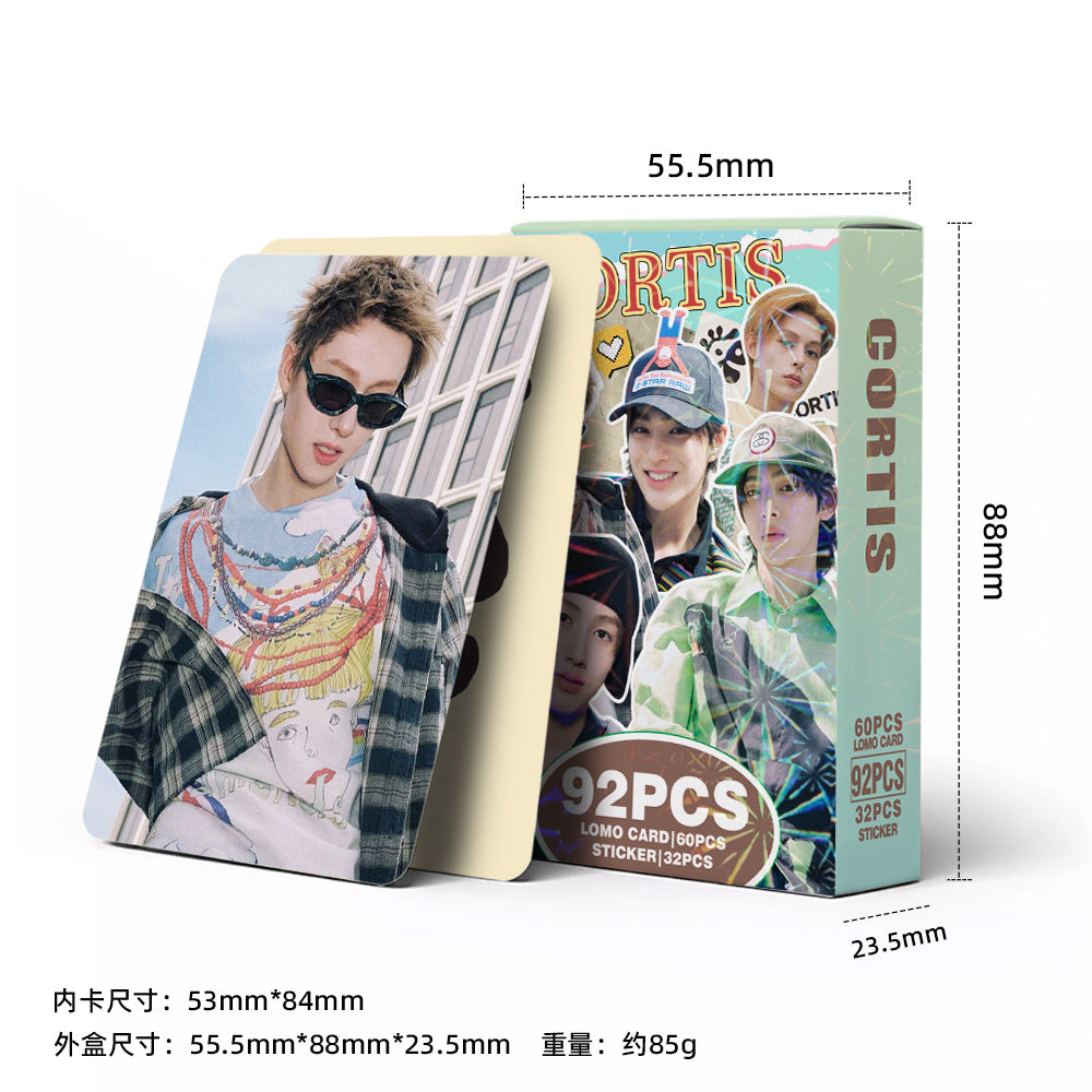 92pcs kpop CORTIS MARTIN KEONHO laser peripheral photo card, celebrity mini sticker, LOMO greeting card, fan collection gift