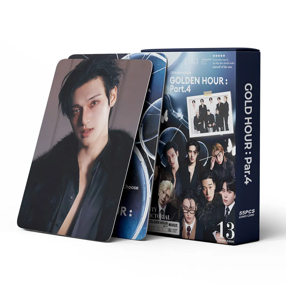 55pcs/set ATEEZ 13th mini album Gold Hour Part.4 lomo Star Photocards Photo Lomo Cards Fans Collection Printed Cards