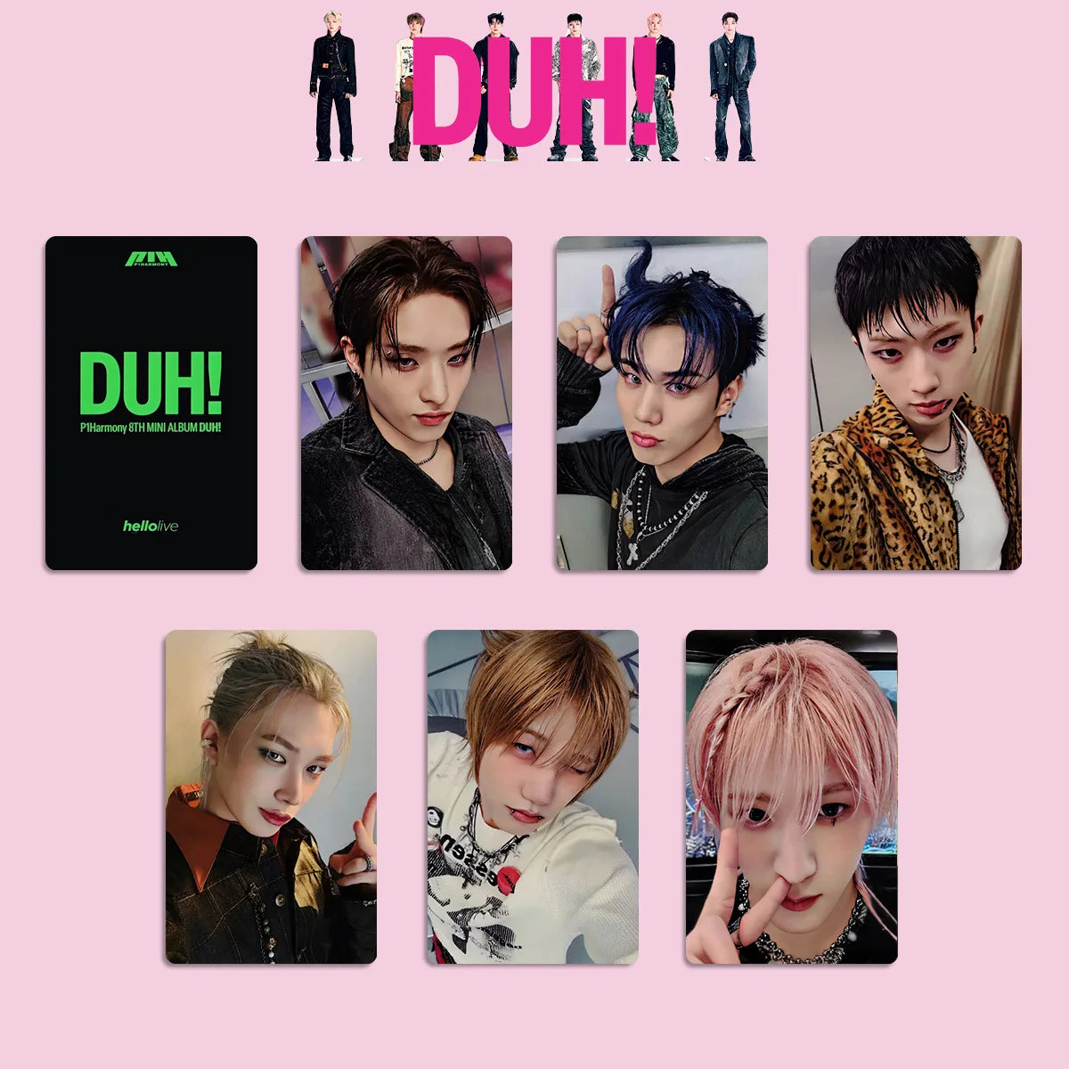 Kpop P1Harmony Album DUH Photocards Double Sides Printing K4 WVS Ver Card HELLOLIVE Special Card THEO KEEHO Fans Collection Gift