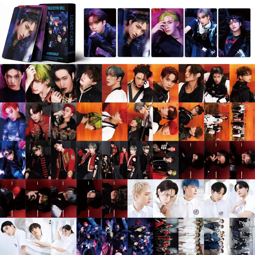 55Pcs/Set ATEEZ Idol Boy New Album GOLDEN HOUR:Part.3 Lomo Cards Seonghwa Jongho HD Printd Photocards Hongjoong Yunho Fans Gift