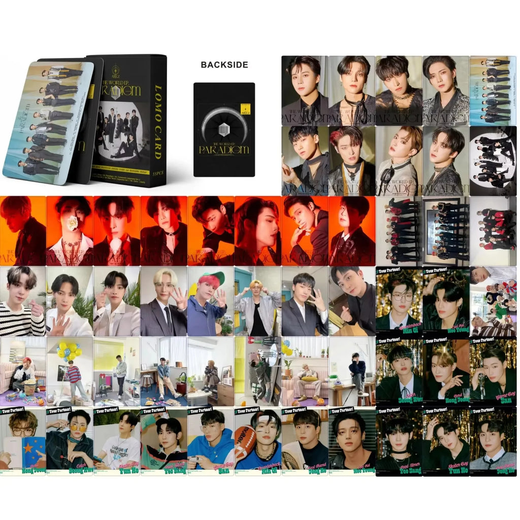 55Pcs/Set ATEEZ Idol Boy New Album GOLDEN HOUR:Part.3 Lomo Cards Seonghwa Jongho HD Printd Photocards Hongjoong Yunho Fans Gift