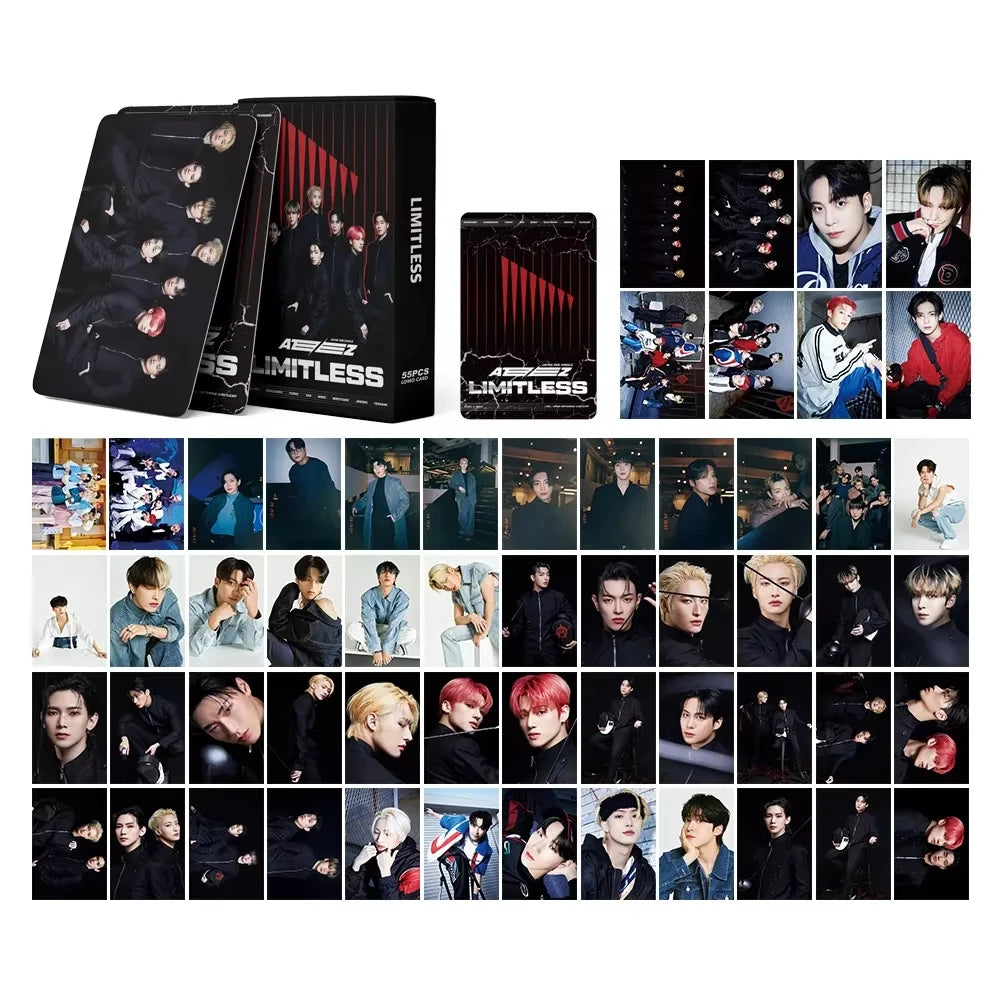 55Pcs/Set ATEEZ Idol Boy New Album GOLDEN HOUR:Part.3 Lomo Cards Seonghwa Jongho HD Printd Photocards Hongjoong Yunho Fans Gift