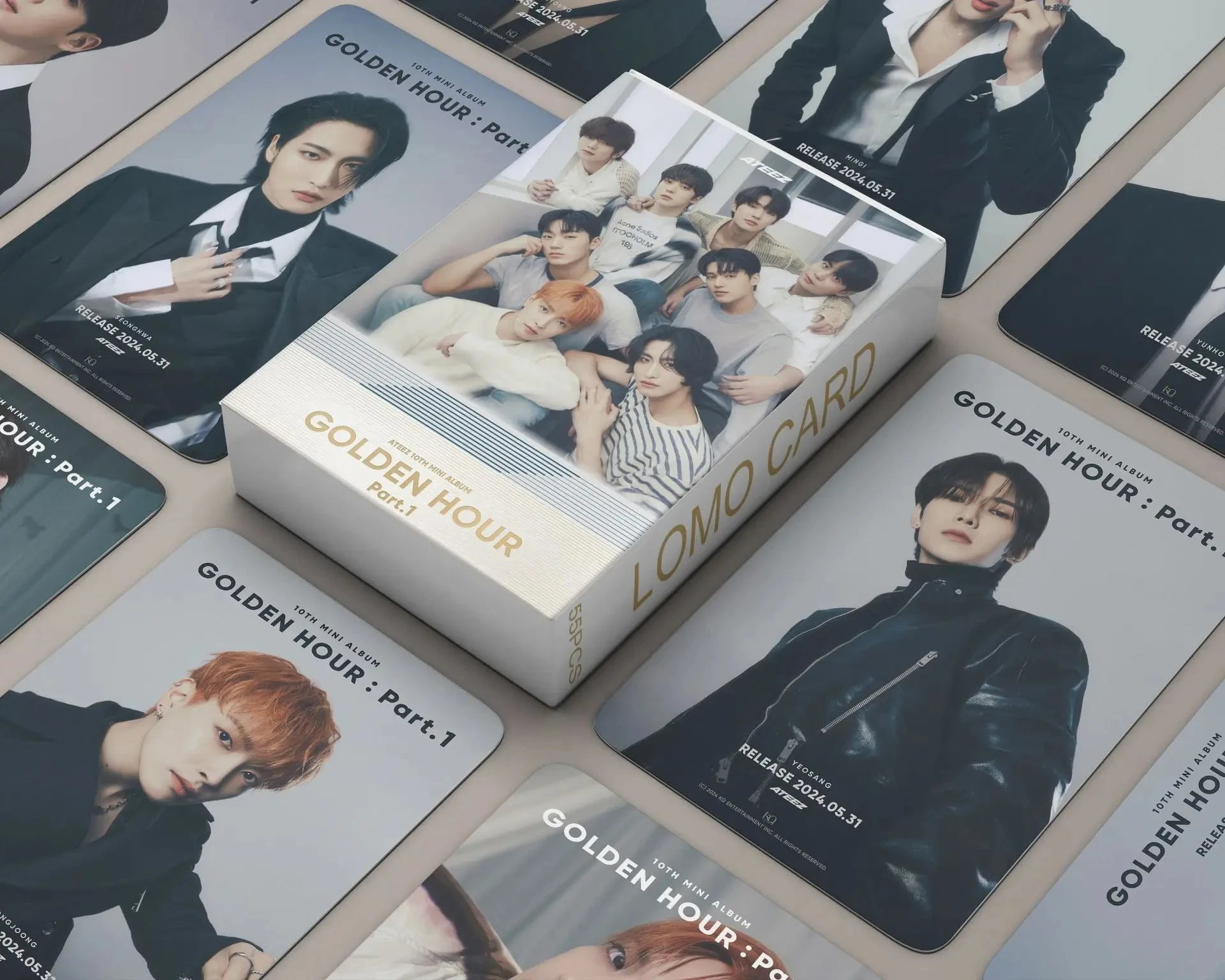 55Pcs/Set ATEEZ Idol Boy New Album GOLDEN HOUR:Part.3 Lomo Cards Seonghwa Jongho HD Printd Photocards Hongjoong Yunho Fans Gift