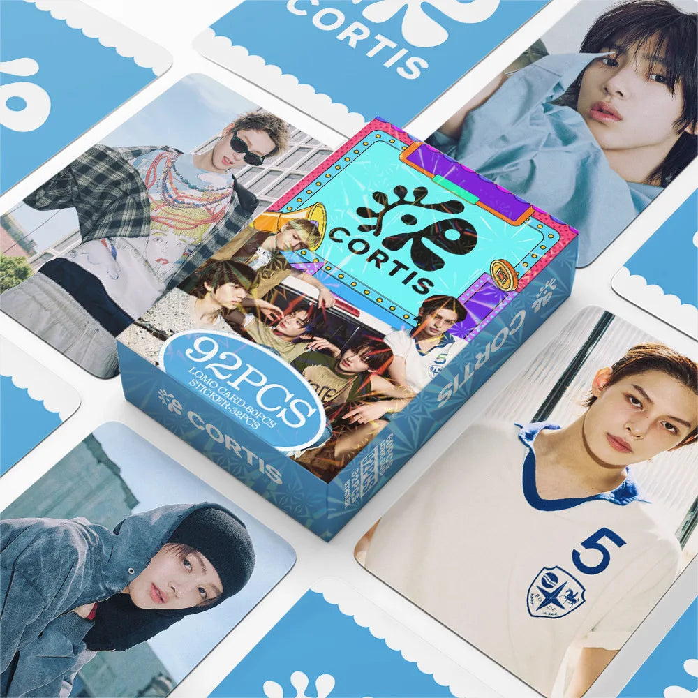 92pcs kpop CORTIS MARTIN KEONHO laser peripheral photo card, celebrity mini sticker, LOMO greeting card, fan collection gift