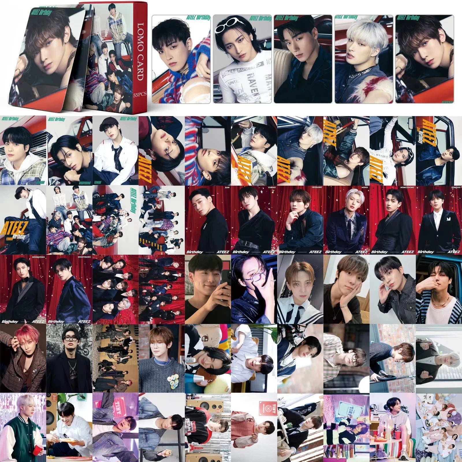 55Pcs/Set ATEEZ Idol Boy New Album GOLDEN HOUR:Part.3 Lomo Cards Seonghwa Jongho HD Printd Photocards Hongjoong Yunho Fans Gift