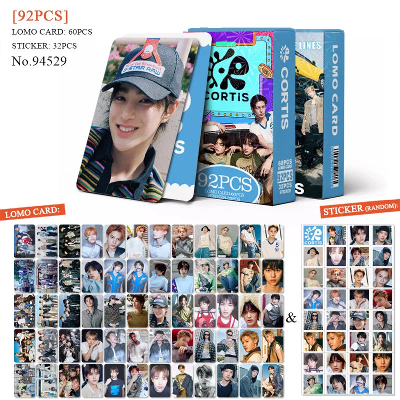 92pcs kpop CORTIS MARTIN KEONHO laser peripheral photo card, celebrity mini sticker, LOMO greeting card, fan collection gift
