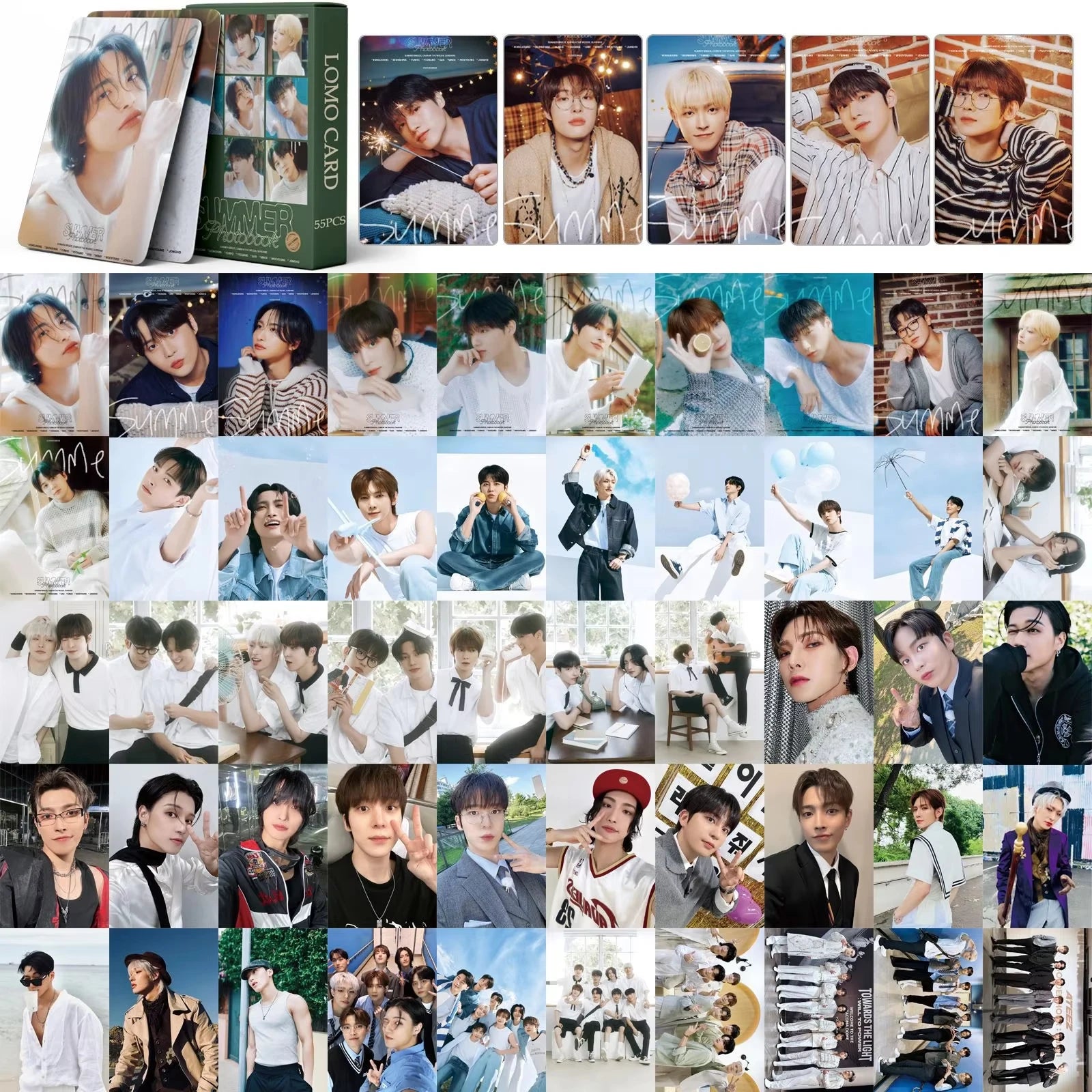 55Pcs/Set ATEEZ Idol Boy New Album GOLDEN HOUR:Part.3 Lomo Cards Seonghwa Jongho HD Printd Photocards Hongjoong Yunho Fans Gift