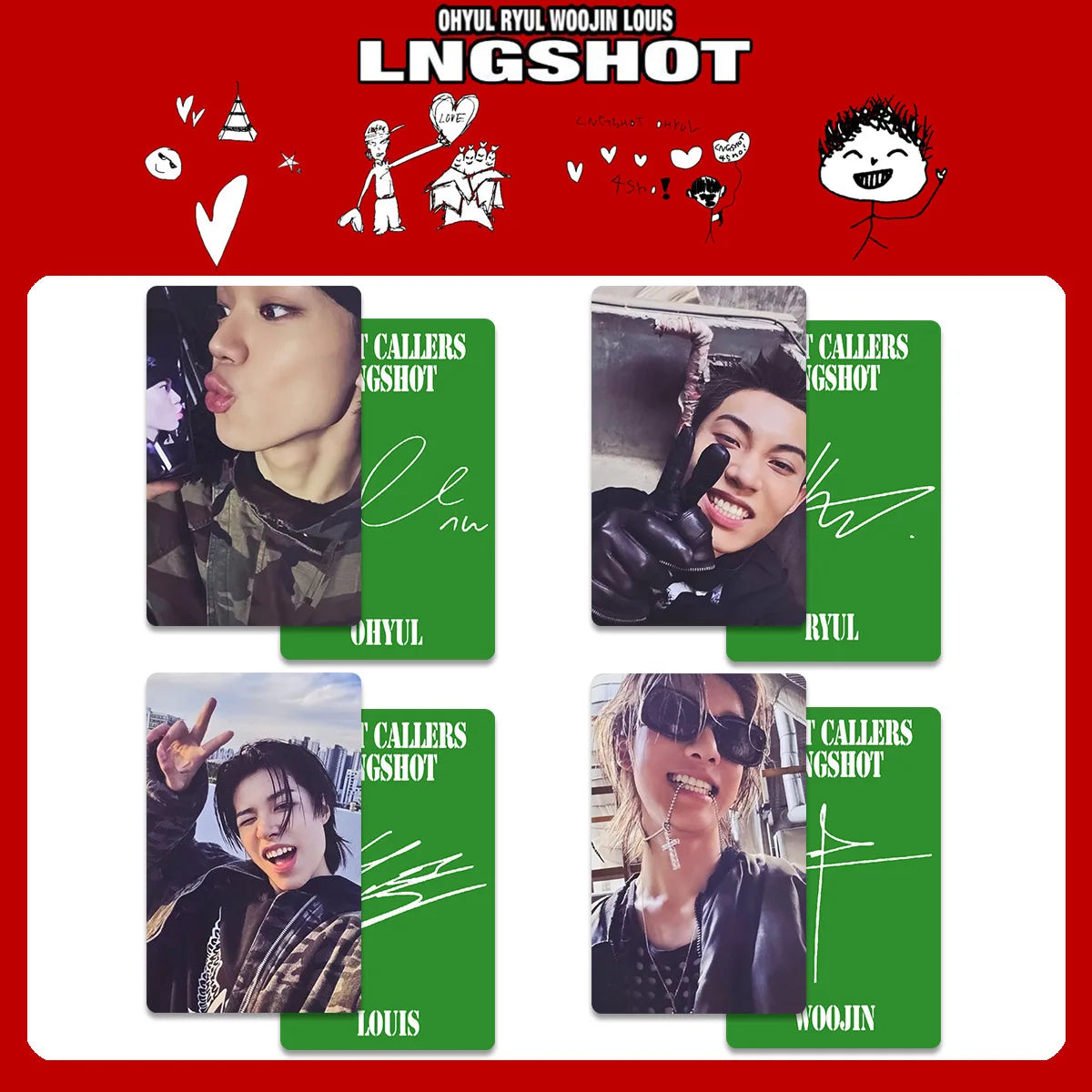 4pcs/set Idols LNGSHOT Photocards SHOT CALLERS Album Selfie Cards RYUL Woojin Louis OHYUAL Fans Collection Gifts