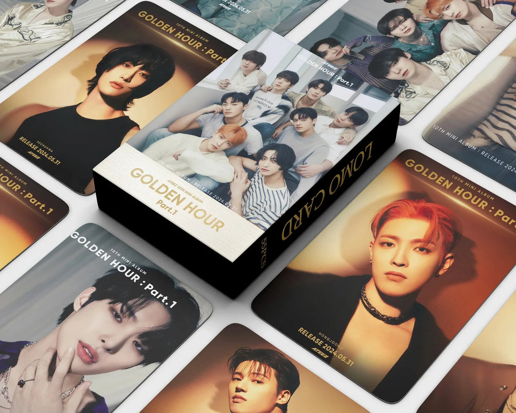 55Pcs/Set ATEEZ Idol Boy New Album GOLDEN HOUR:Part.3 Lomo Cards Seonghwa Jongho HD Printd Photocards Hongjoong Yunho Fans Gift
