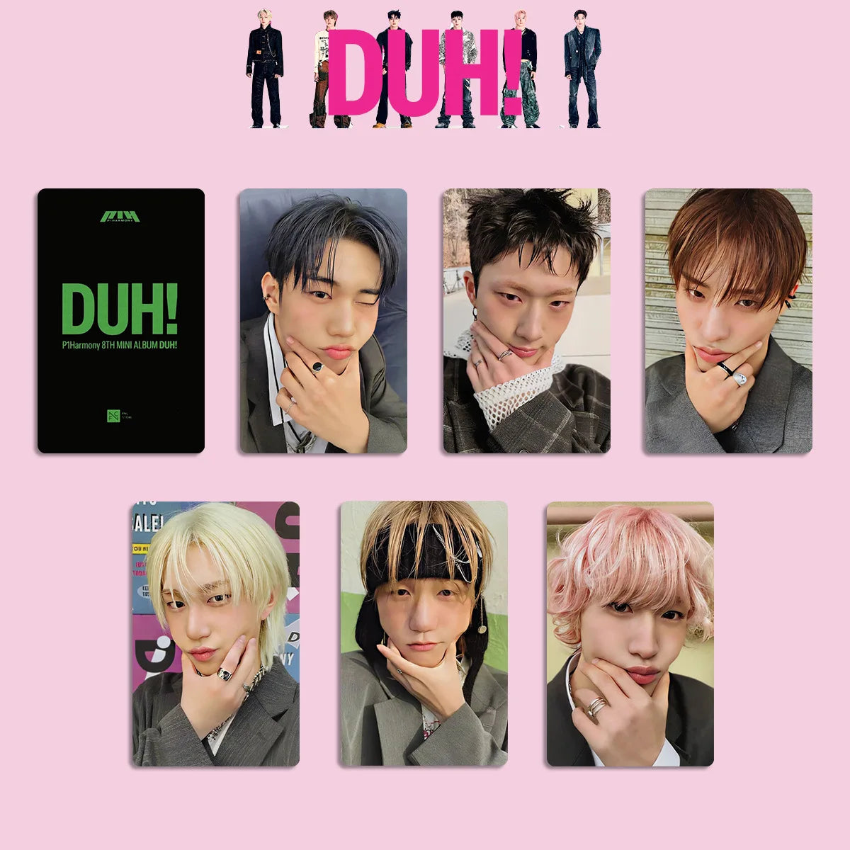 Kpop P1Harmony Album DUH Photocards Double Sides Printing K4 WVS Ver Card HELLOLIVE Special Card THEO KEEHO Fans Collection Gift