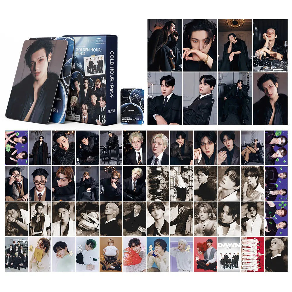55pcs/set ATEEZ 13th mini album Gold Hour Part.4 lomo Star Photocards Photo Lomo Cards Fans Collection Printed Cards