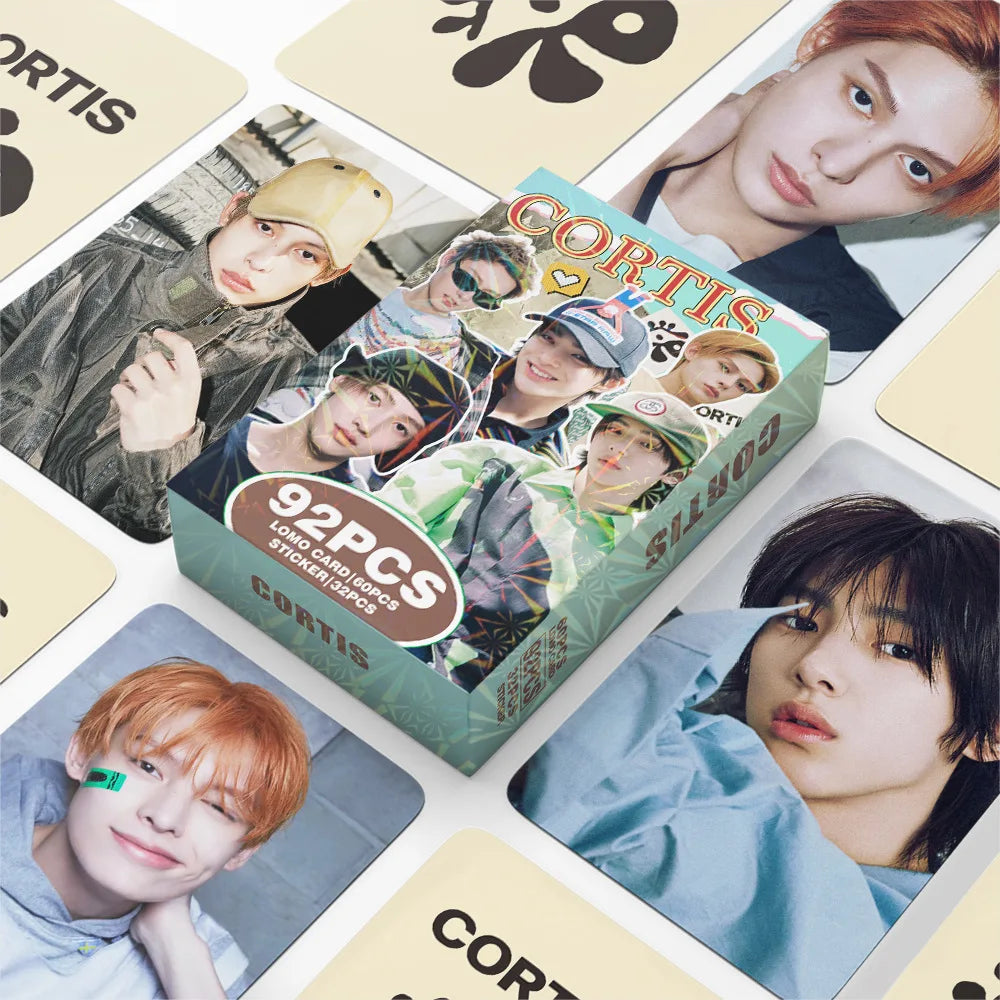 92pcs kpop CORTIS MARTIN KEONHO laser peripheral photo card, celebrity mini sticker, LOMO greeting card, fan collection gift