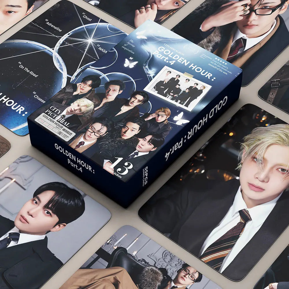 55pcs/set ATEEZ 13th mini album Gold Hour Part.4 lomo Star Photocards Photo Lomo Cards Fans Collection Printed Cards
