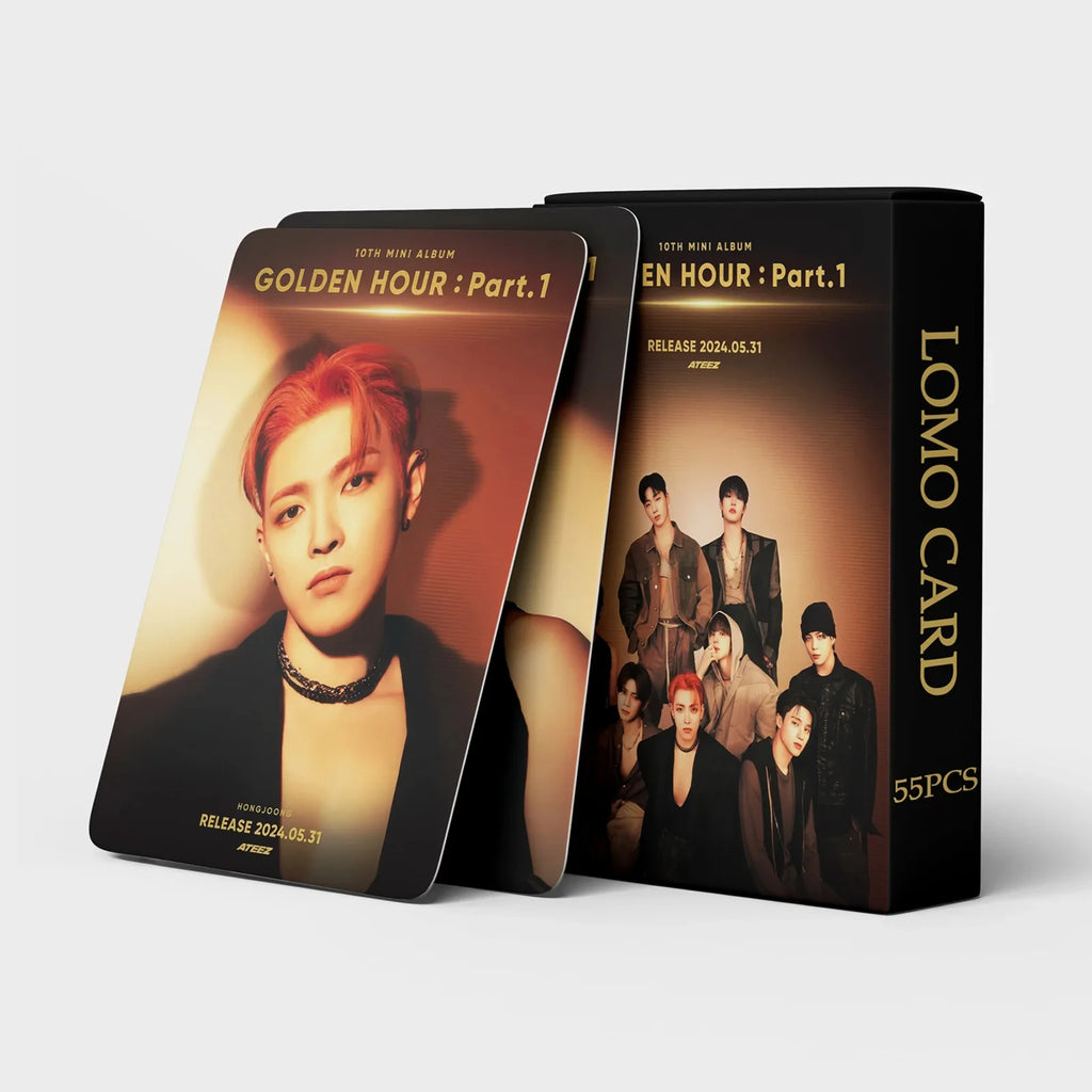 55Pcs/Set ATEEZ Idol Boy New Album GOLDEN HOUR:Part.3 Lomo Cards Seonghwa Jongho HD Printd Photocards Hongjoong Yunho Fans Gift