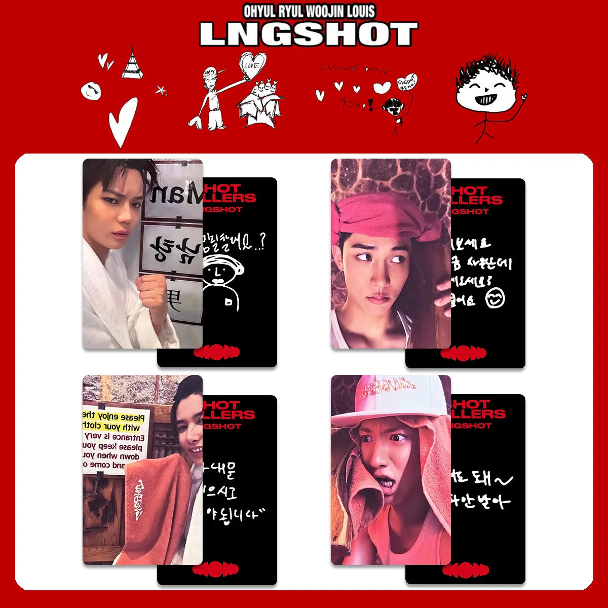 4pcs/set Idols LNGSHOT Photocards SHOT CALLERS Album Selfie Cards RYUL Woojin Louis OHYUAL Fans Collection Gifts