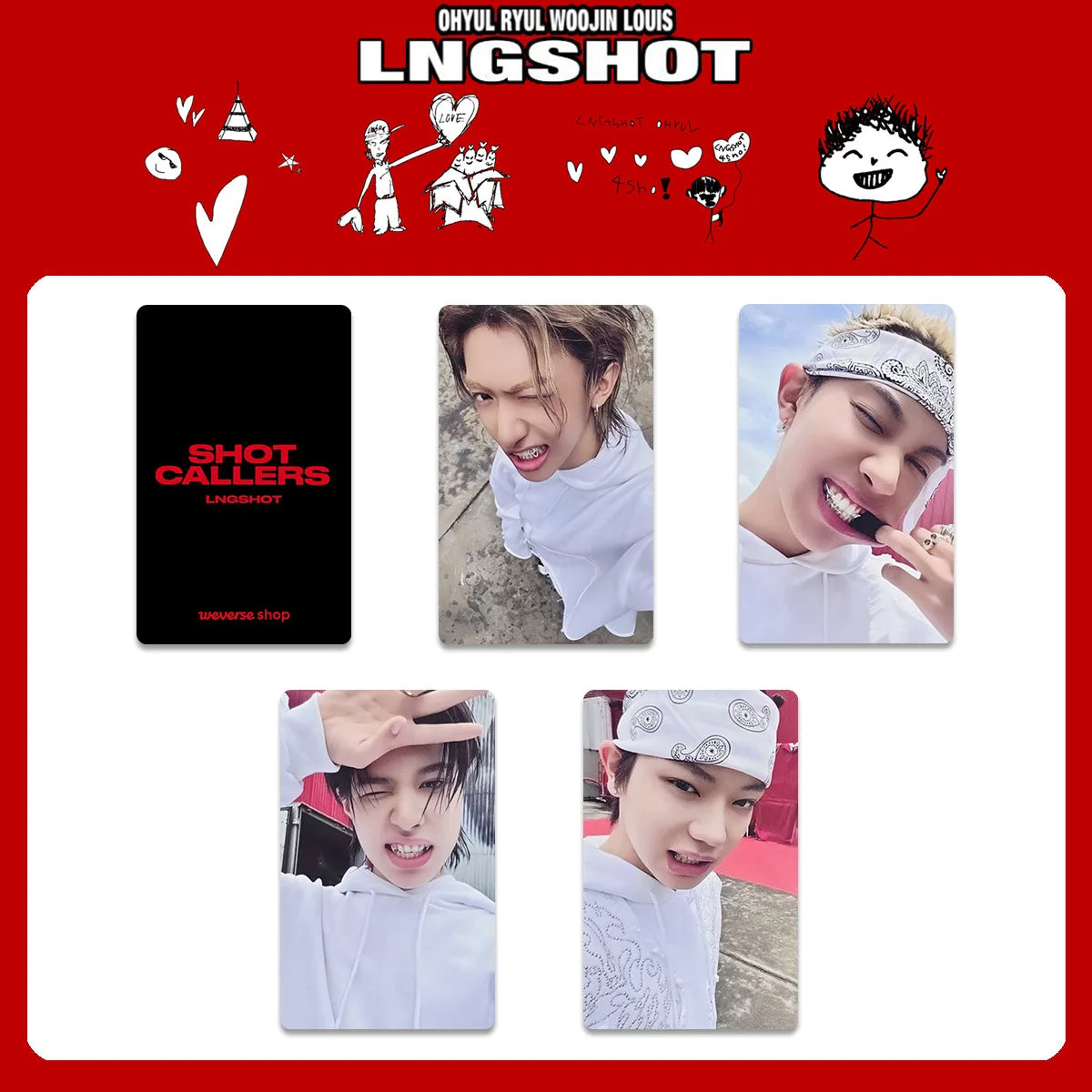 4pcs/set Idols LNGSHOT Photocards SHOT CALLERS Album Selfie Cards RYUL Woojin Louis OHYUAL Fans Collection Gifts
