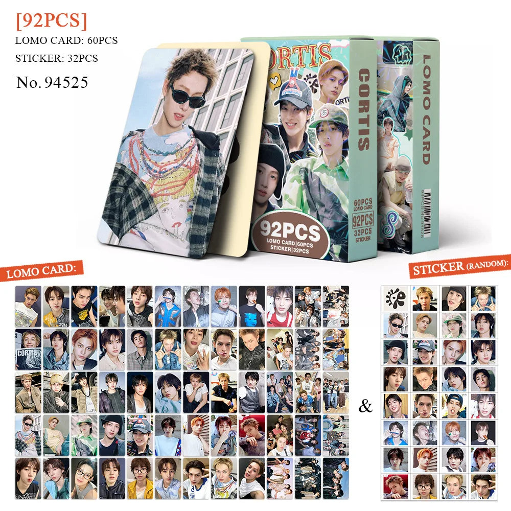 92pcs kpop CORTIS MARTIN KEONHO laser peripheral photo card, celebrity mini sticker, LOMO greeting card, fan collection gift