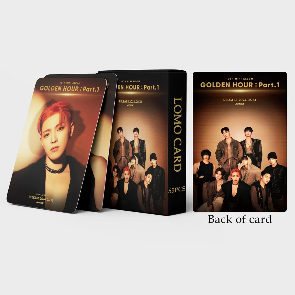 55Pcs/Set ATEEZ Idol Boy New Album GOLDEN HOUR:Part.3 Lomo Cards Seonghwa Jongho HD Printd Photocards Hongjoong Yunho Fans Gift