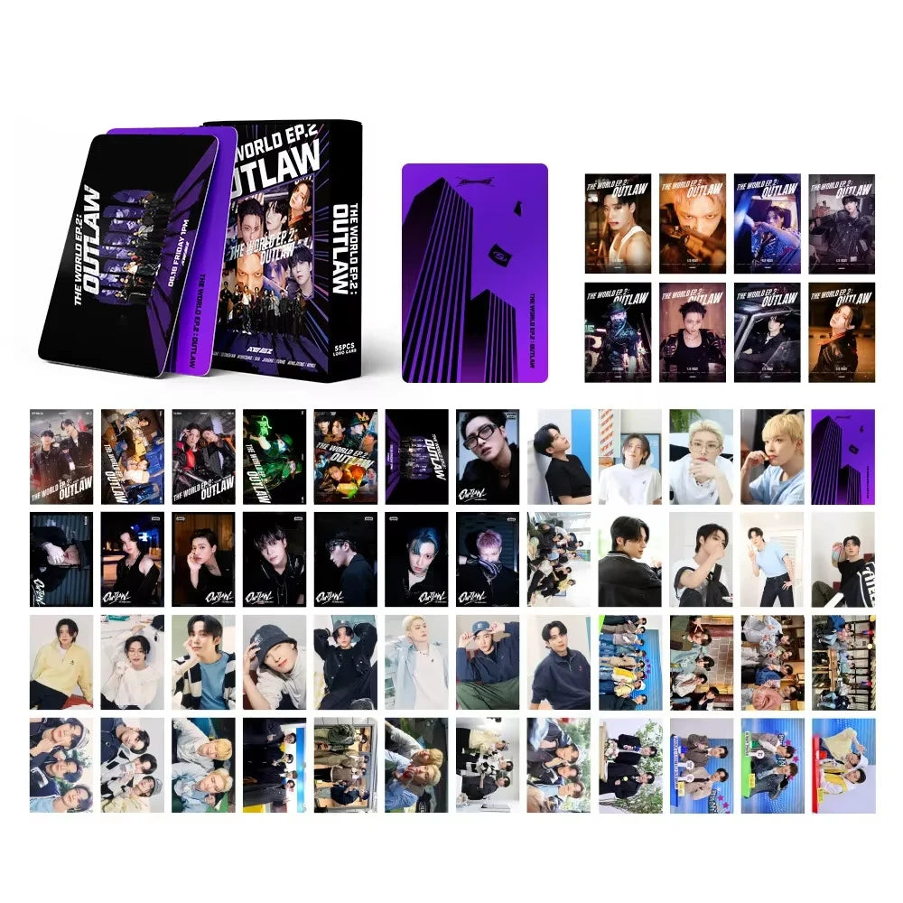 55Pcs/Set ATEEZ Idol Boy New Album GOLDEN HOUR:Part.3 Lomo Cards Seonghwa Jongho HD Printd Photocards Hongjoong Yunho Fans Gift