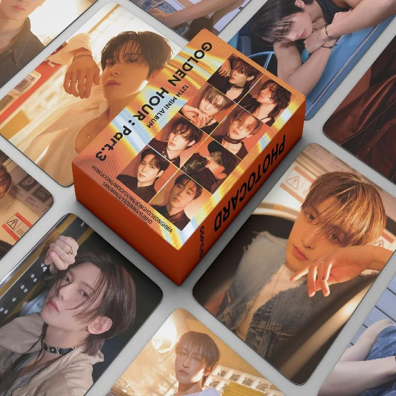 55Pcs/Set ATEEZ Idol Boy New Album GOLDEN HOUR:Part.3 Lomo Cards Seonghwa Jongho HD Printd Photocards Hongjoong Yunho Fans Gift