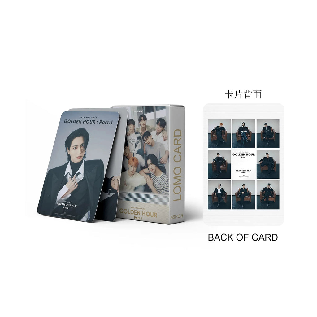 55Pcs/Set ATEEZ Idol Boy New Album GOLDEN HOUR:Part.3 Lomo Cards Seonghwa Jongho HD Printd Photocards Hongjoong Yunho Fans Gift