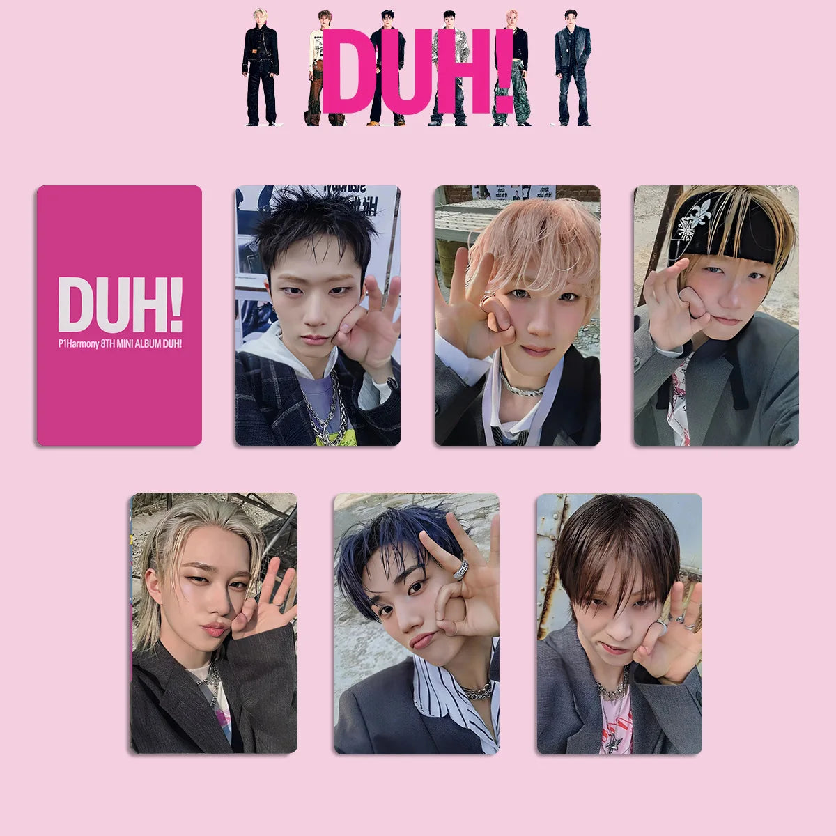 Kpop P1Harmony Album DUH Photocards Double Sides Printing K4 WVS Ver Card HELLOLIVE Special Card THEO KEEHO Fans Collection Gift